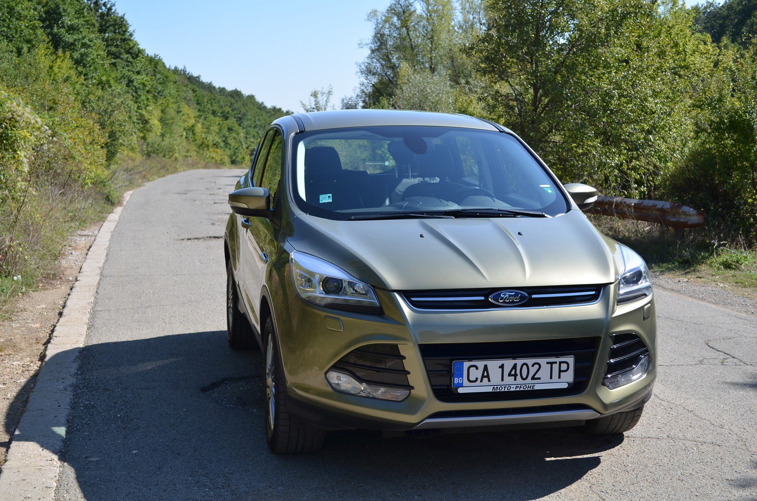 Front view with headlights and grille of an SUV