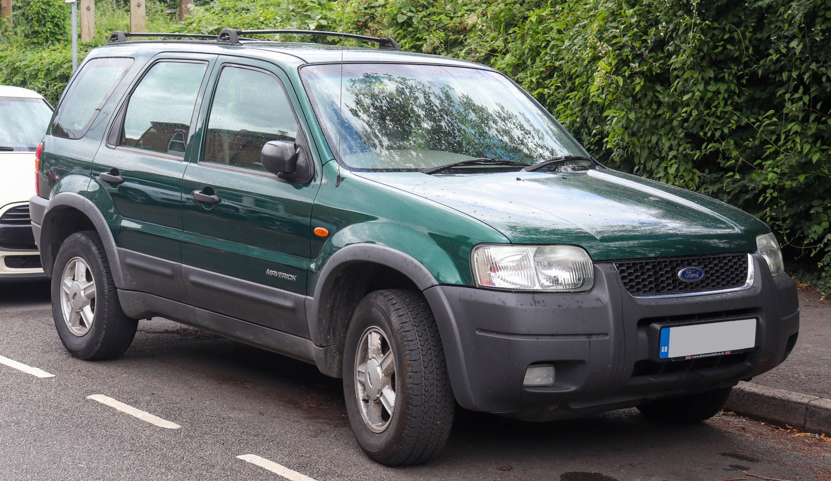 SUV front side view with roof rails