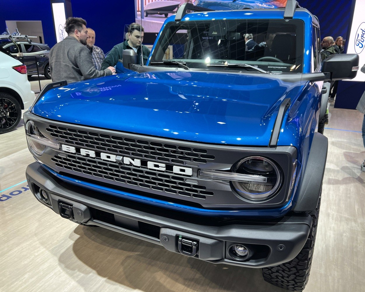 Front grille with bold lettering and round LED headlights on rugged SUV