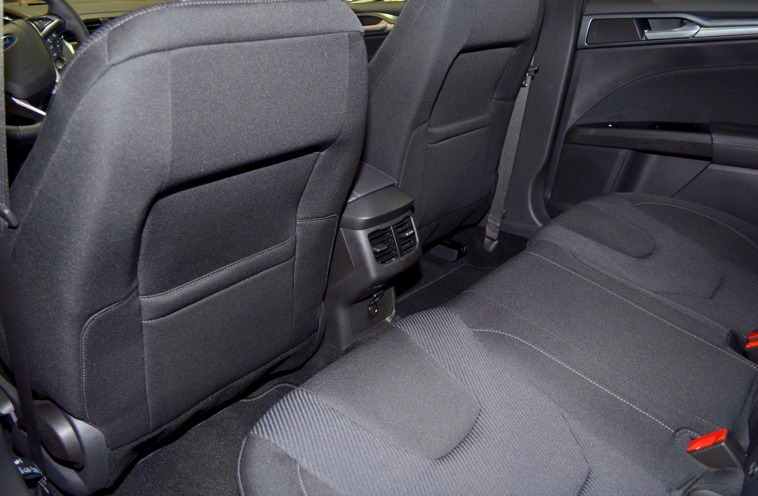 Rear seat and air vents in modern sedan interior