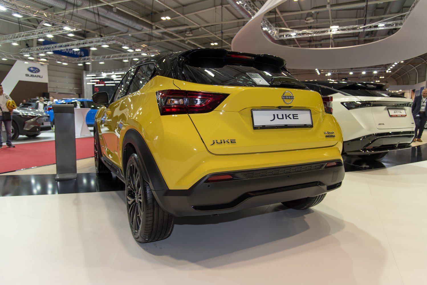 Rear view and tail lights of a modern compact SUV