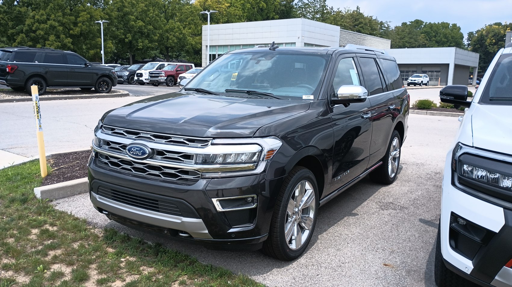 Modern SUV with LED headlights and chrome grille front view