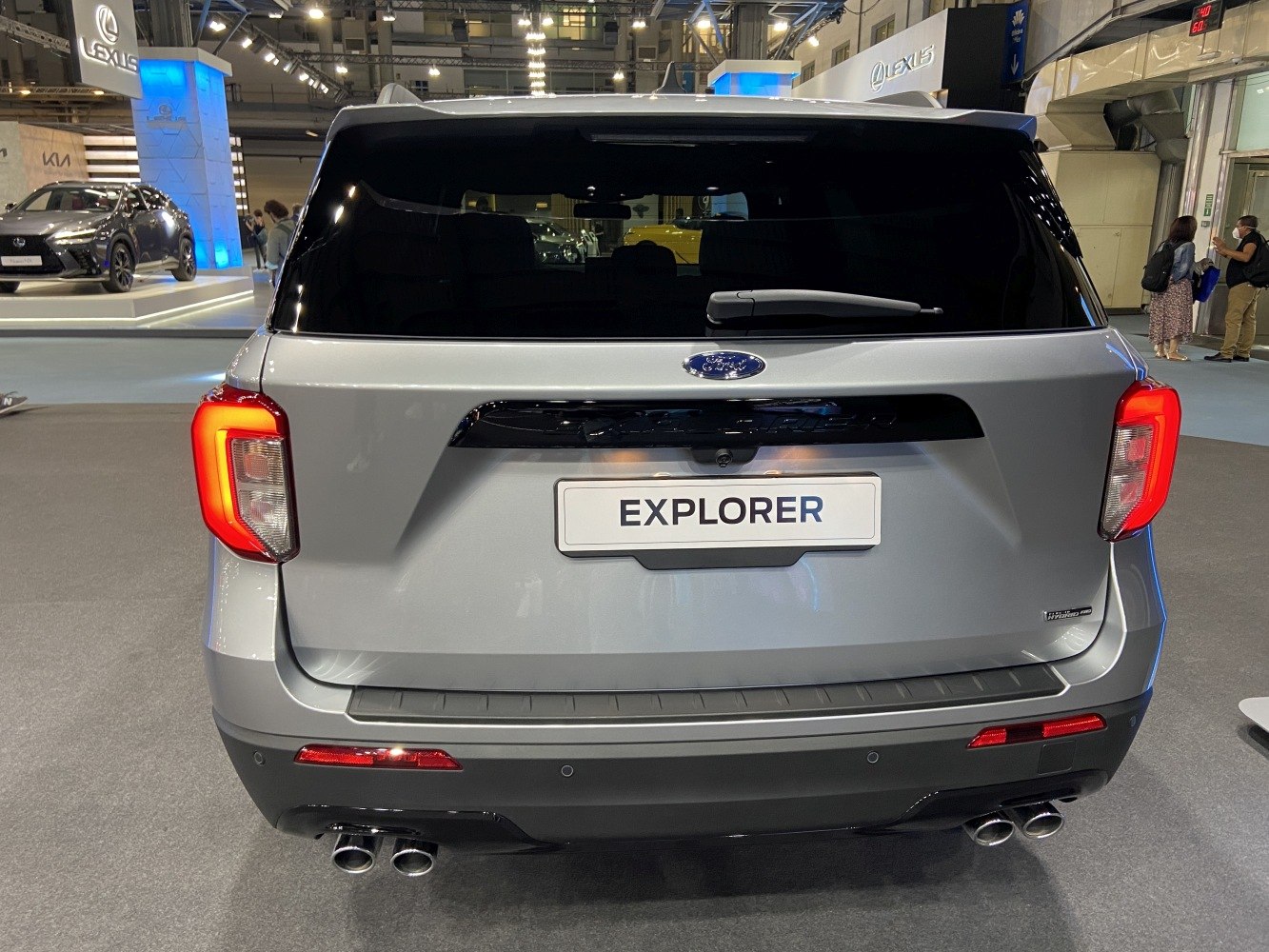 Rear view with LED taillights and dual exhaust pipes