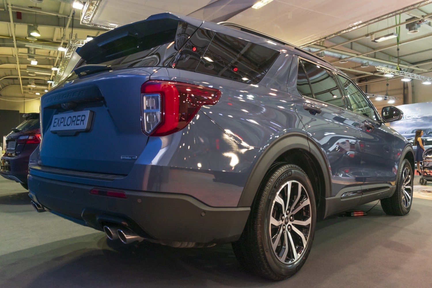 Rear view of SUV with dual exhaust and LED tail lights
