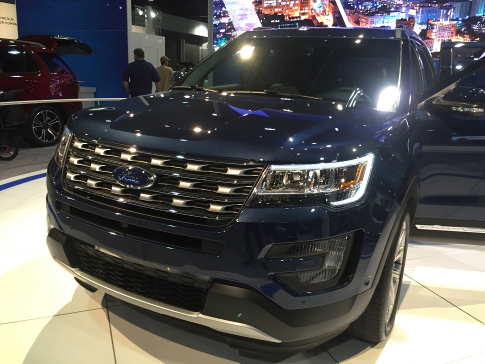 Front grille and LED headlights close-up