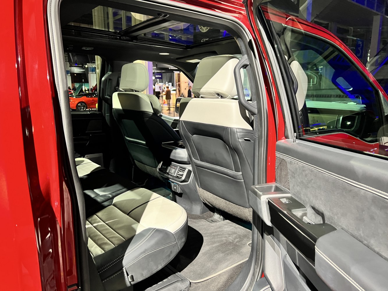 Rear and front premium seats with spacious legroom and open door view