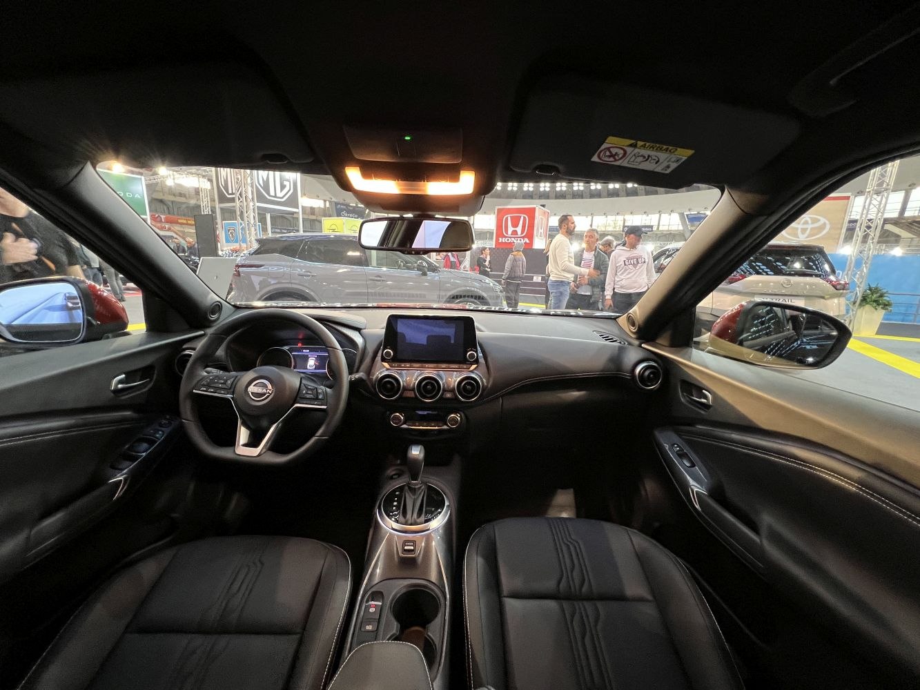 Interior dashboard with steering wheel and center console