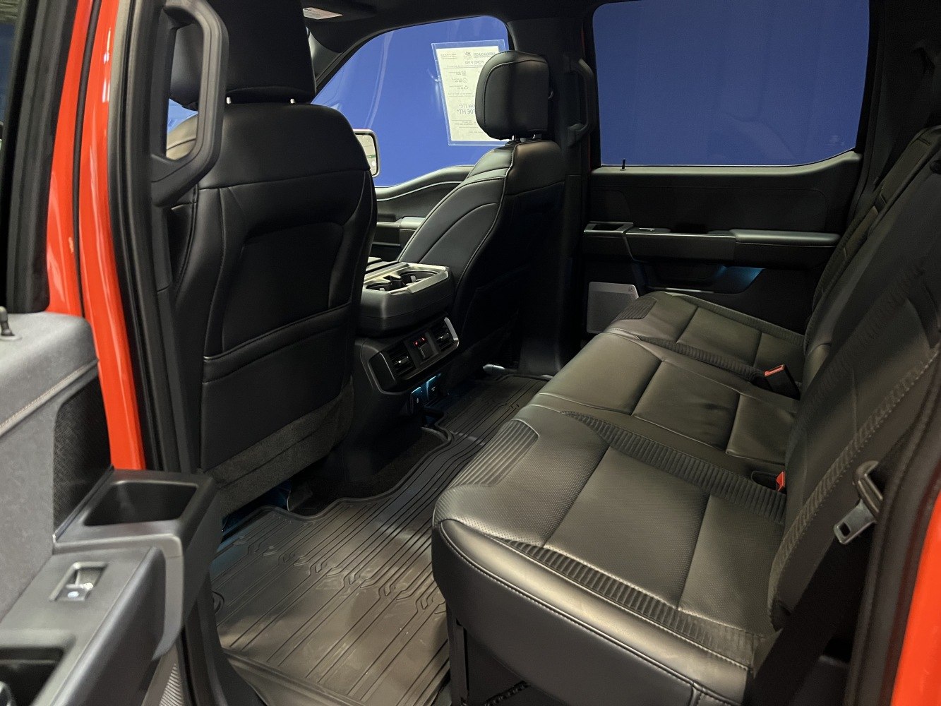 Spacious black leather rear seats and interior details
