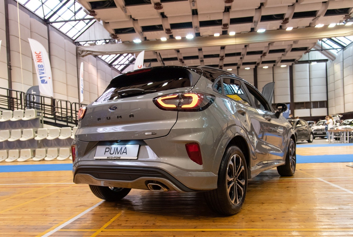 Rear view with LED taillights and sporty alloy wheels
