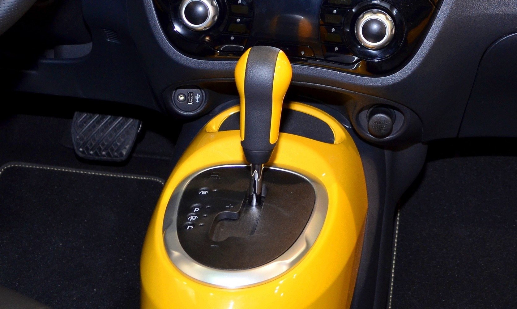 Yellow automatic gear shift lever with unique surround
