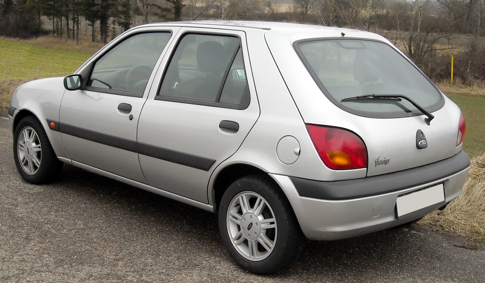 Silver 5-door hatchback with rear combination lamps and alloy wheels