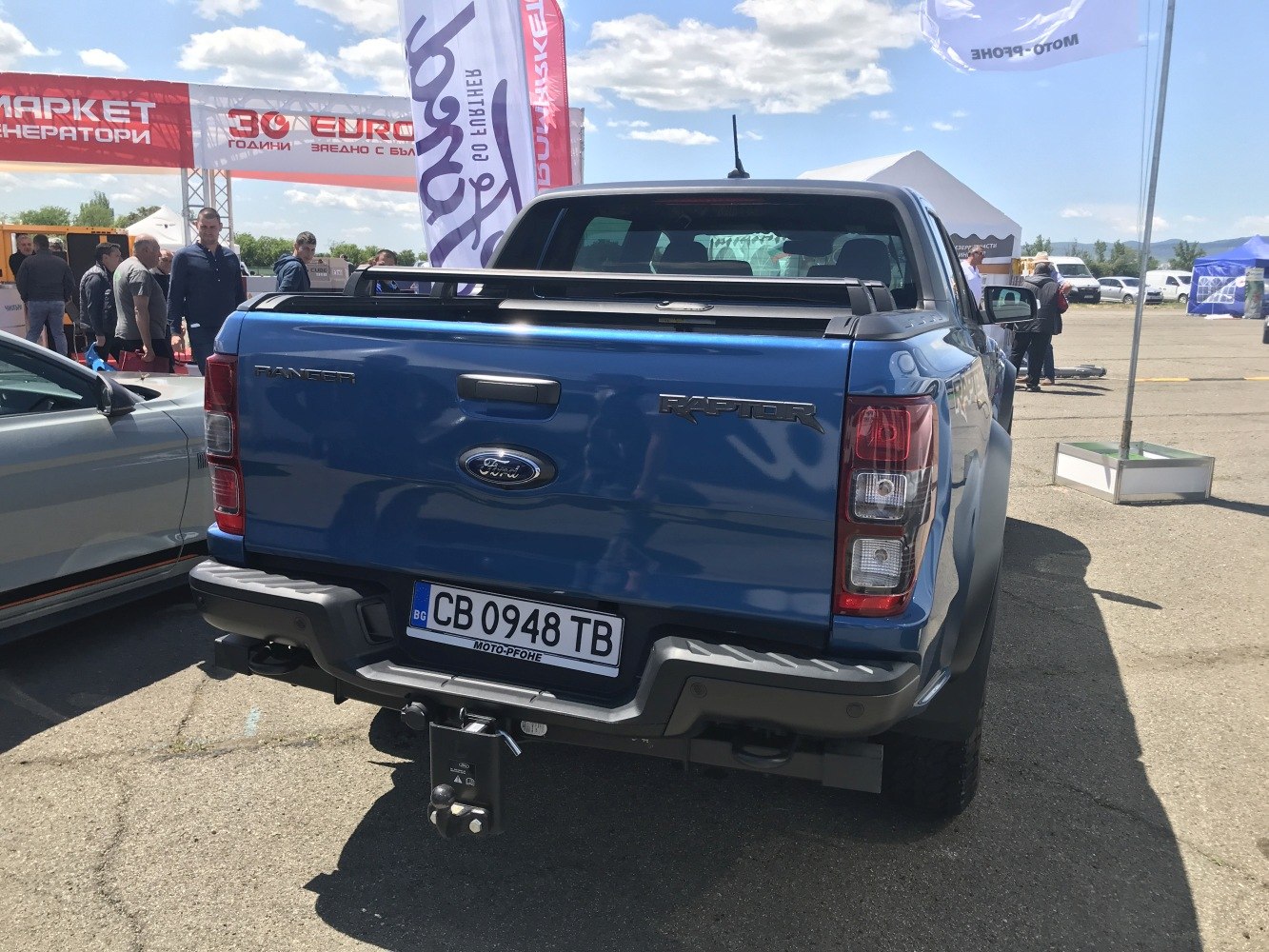 Ford Ranger Raptor rear with tailgate and tow hitch