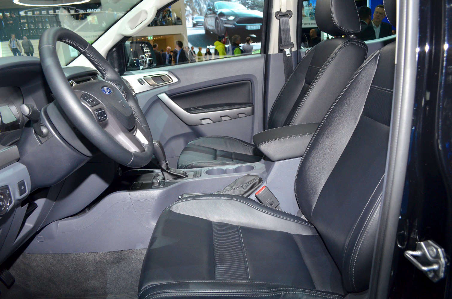 Leather seats and center console with steering wheel controls