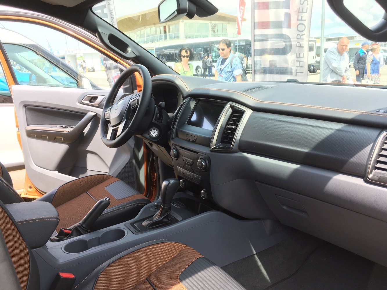 Interior dashboard and seating of a modern pickup
