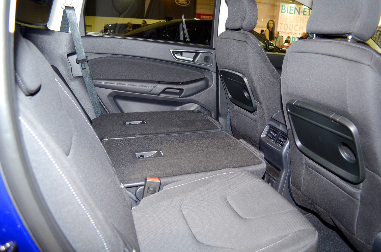 Folded rear seats showing extended cargo space and interior configuration