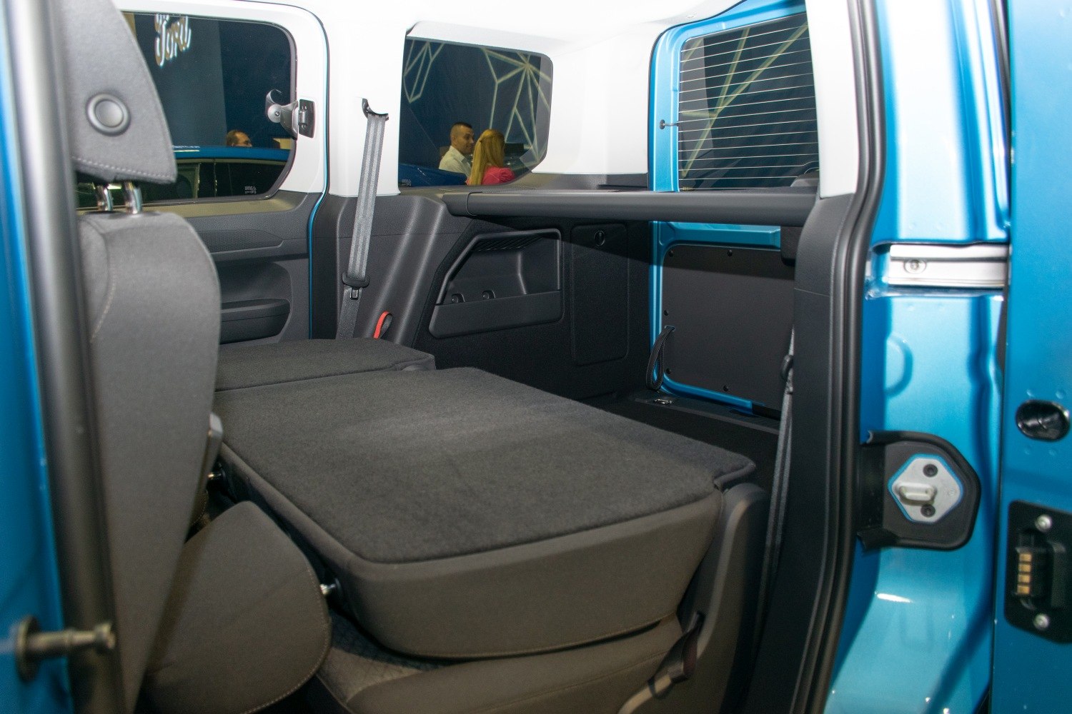 Folded rear seats showcasing spacious interior