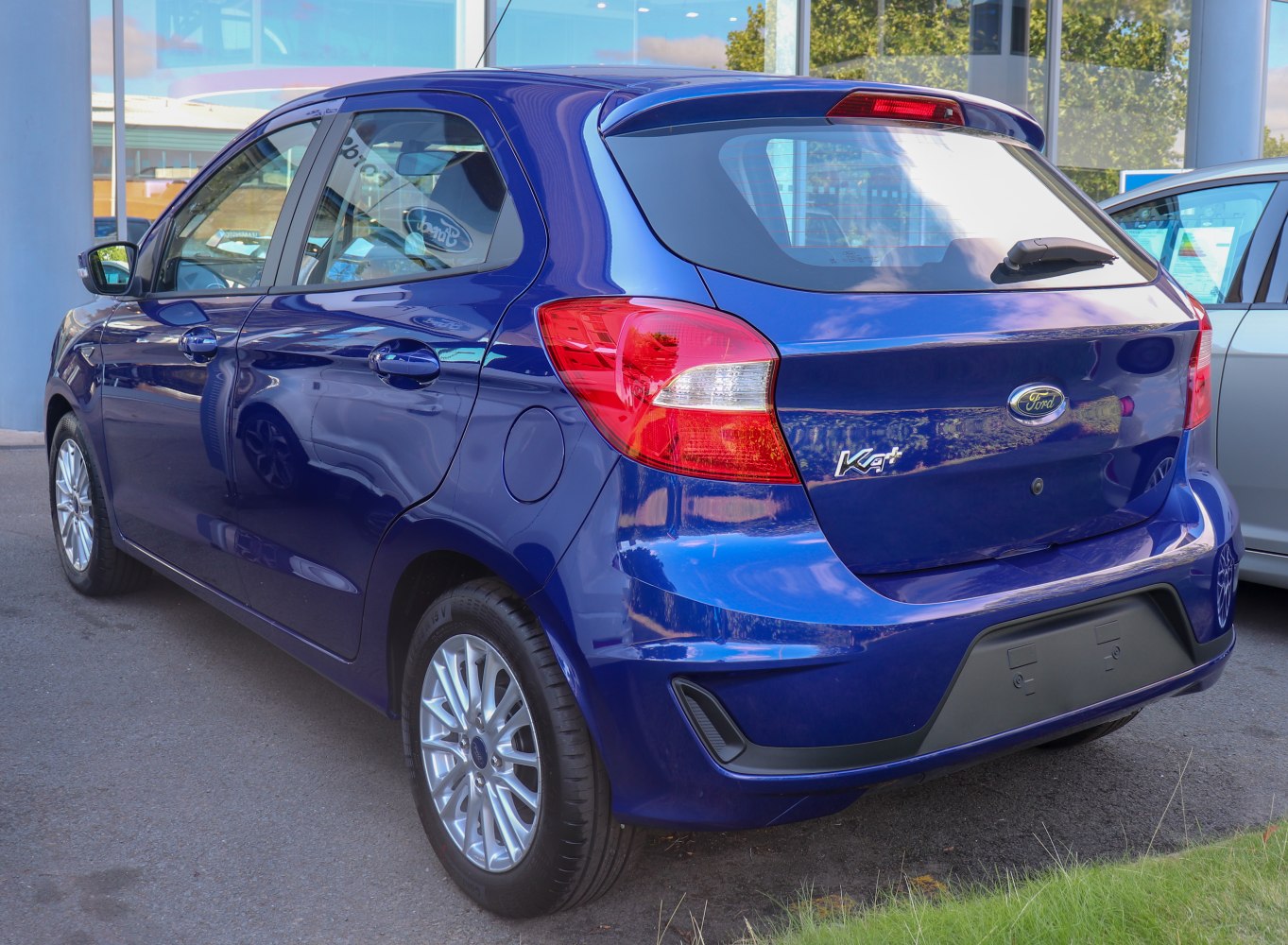 Rear view showing hatchback and taillights