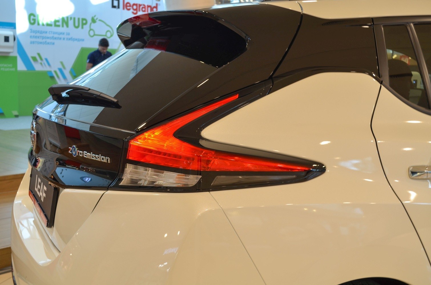Rear tail light and zero emission emblem detail