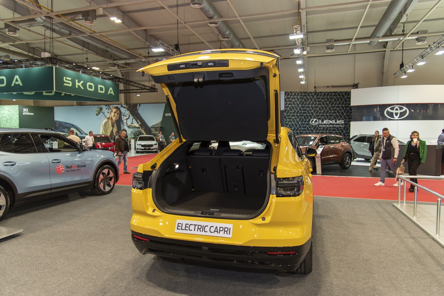 Spacious trunk and open rear hatch of electric compact SUV