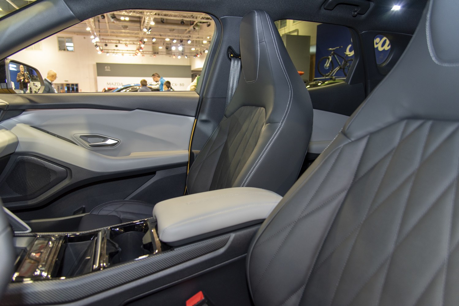 Modern sport seats with premium upholstery and detailed stitching inside vehicle