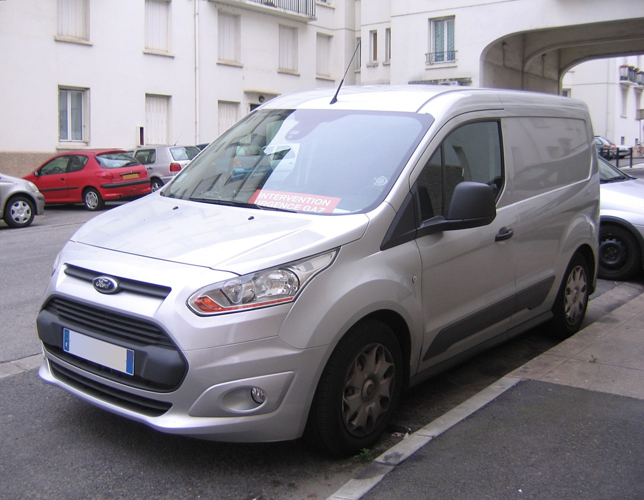 Silver panel van front and side aerodynamic design