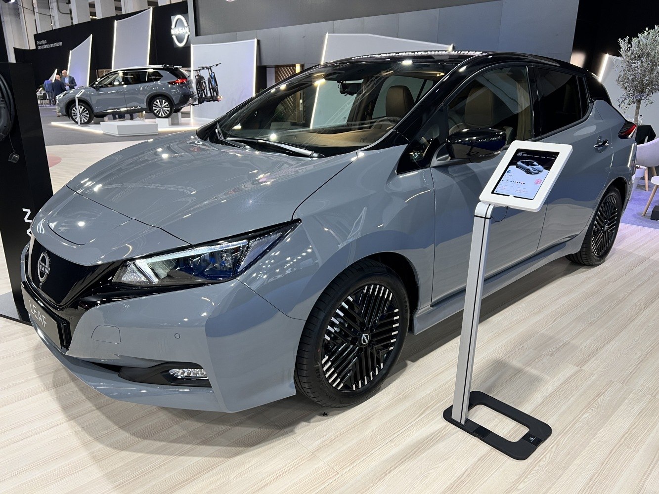 Sleek front view with sharp headlights and aerodynamic body design