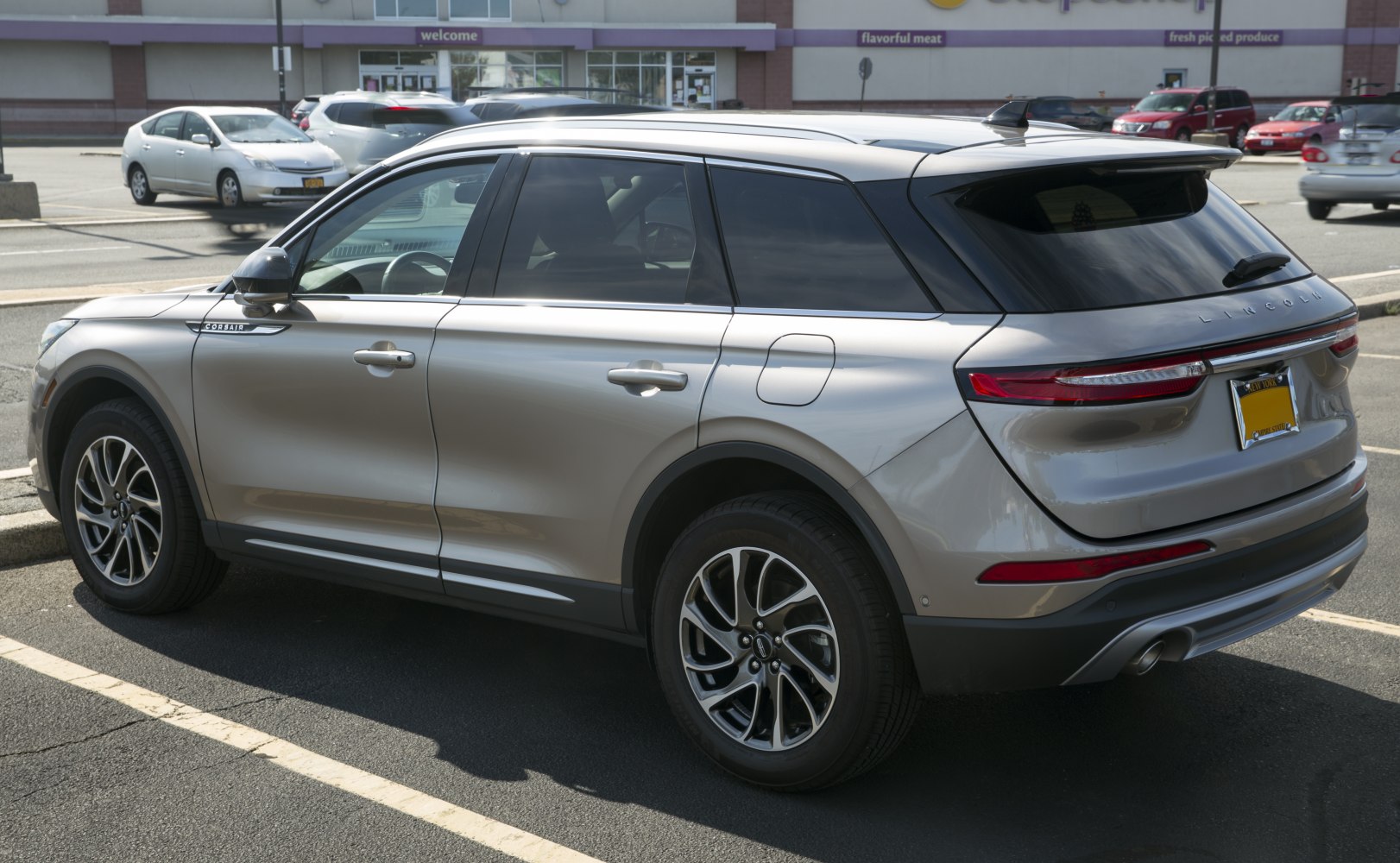 Side profile and rear view of a modern luxury SUV with tinted windows and LED tail lights