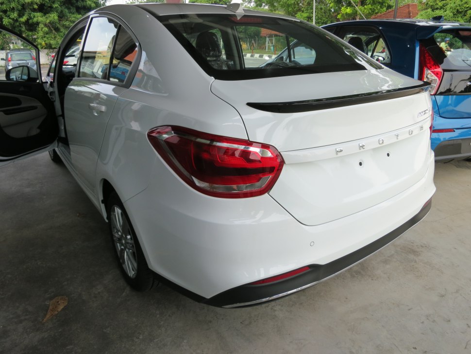 Rear view with LED tail lights and rear spoiler
