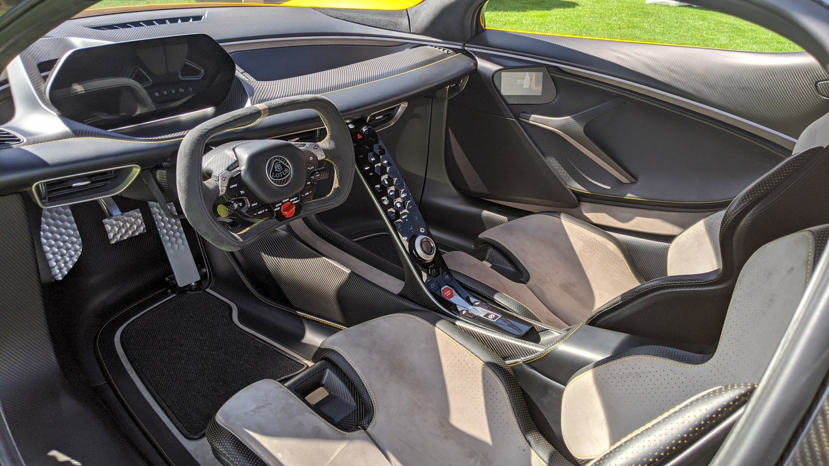 Carbon fiber interior with digital dashboard and sporty seats