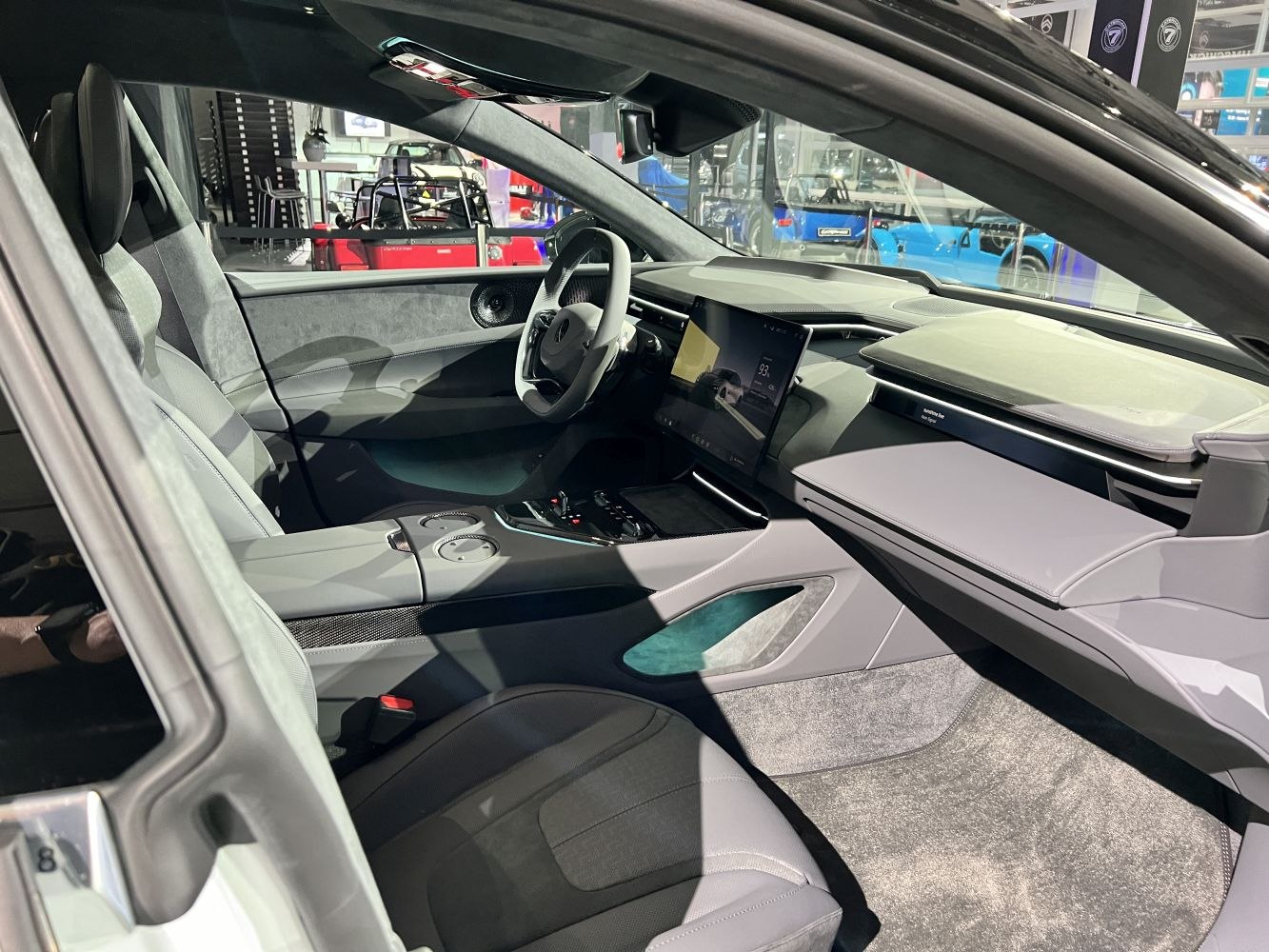 Minimalist interior with digital dashboard and premium seats
