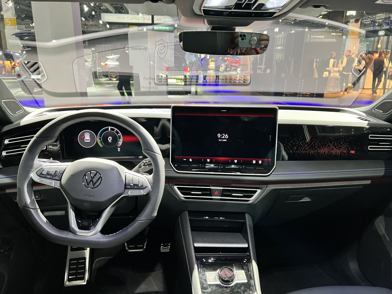 Digital cockpit and large central touchscreen in modern dashboard design