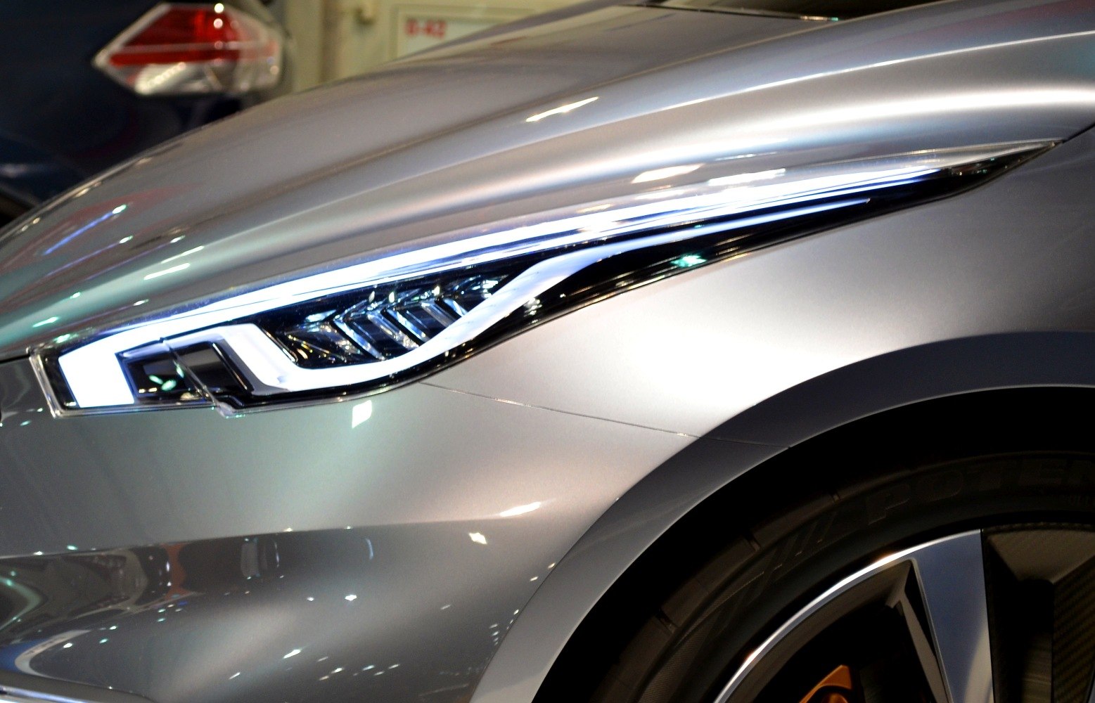Futuristic LED headlight and detailed alloy wheel design