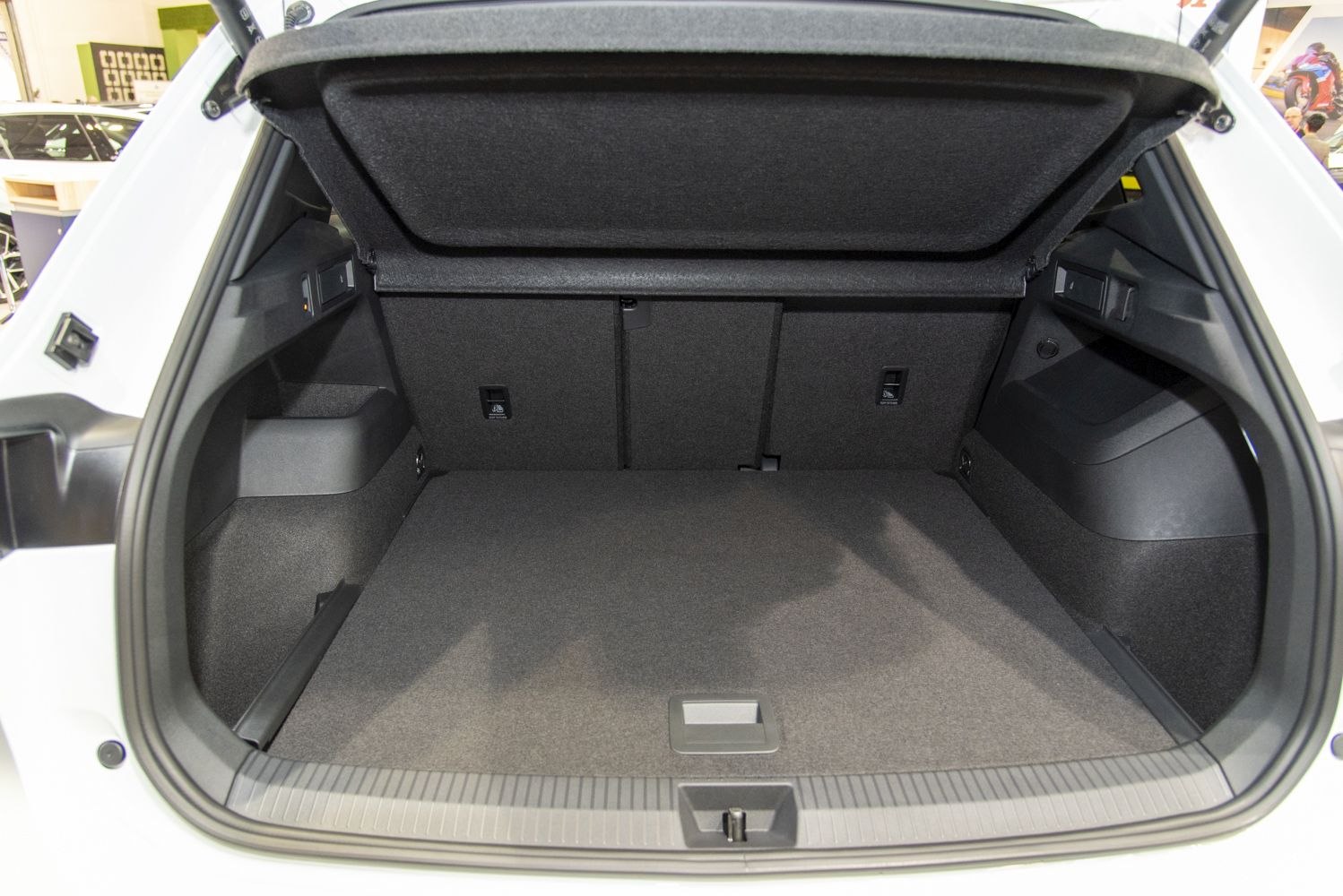 Spacious SUV trunk interior with foldable rear seats and ample cargo space