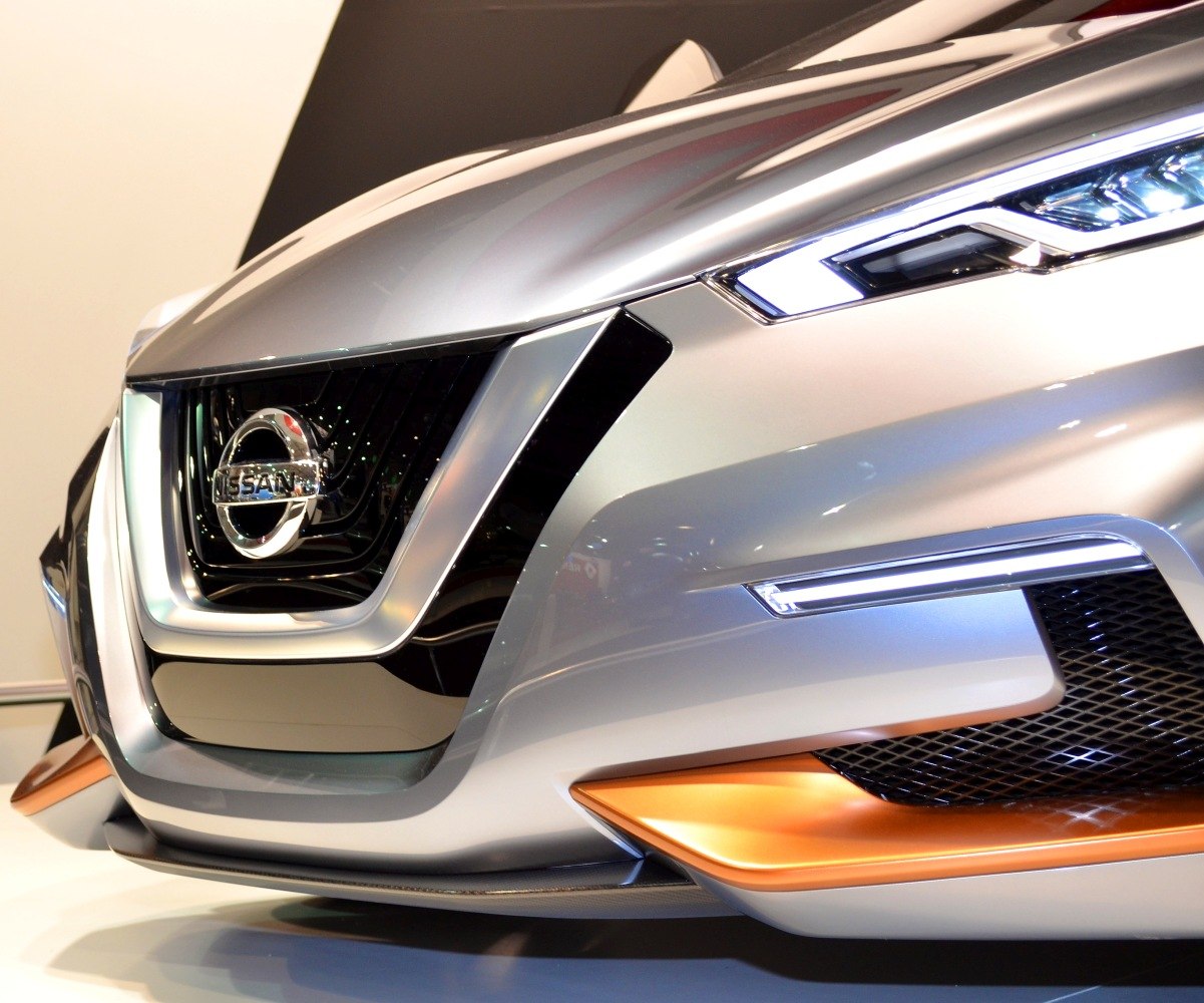 Front grille and LED headlights with futuristic design elements