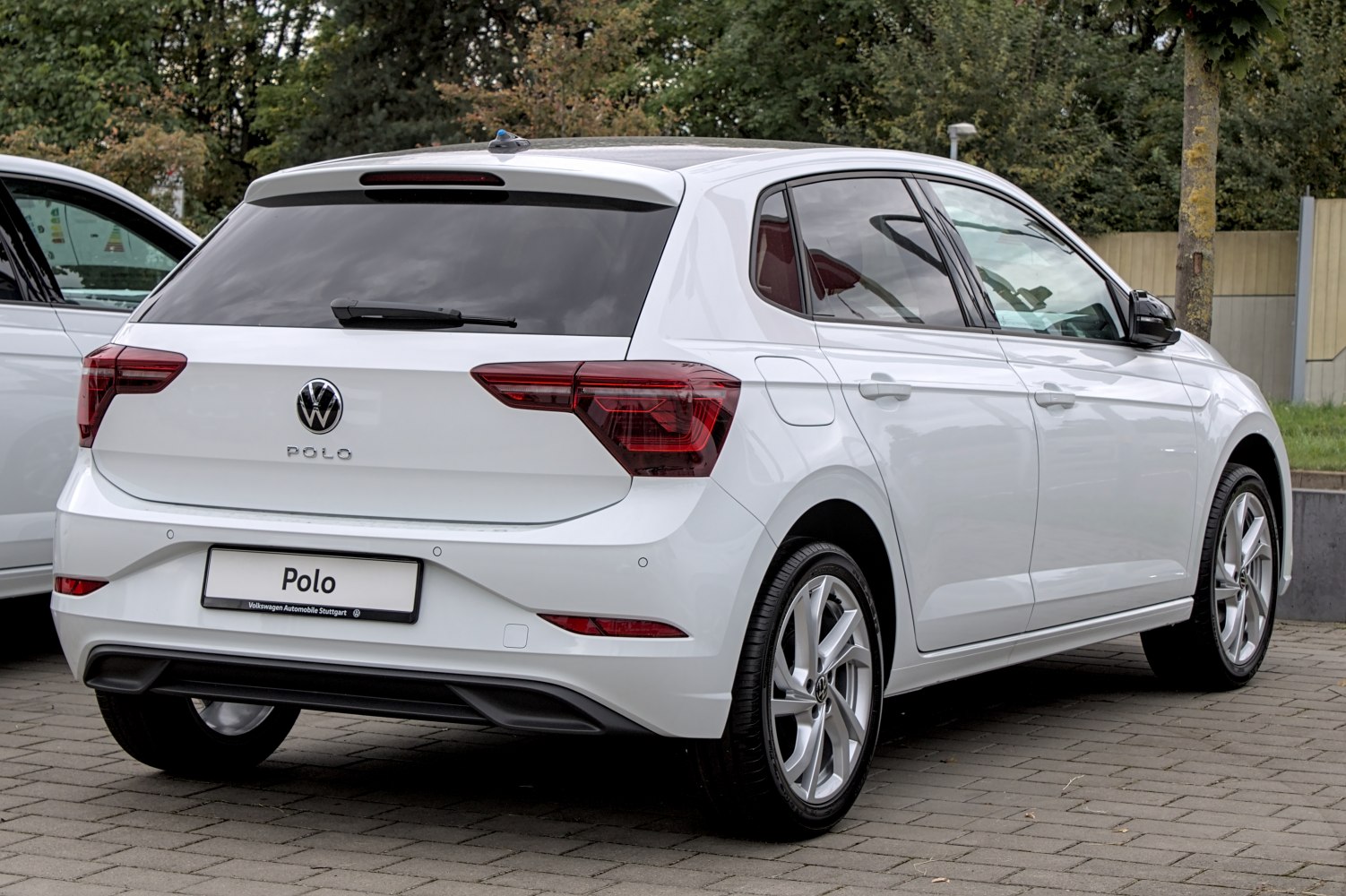 Rear view of modern hatchback with distinctive taillights and design lines