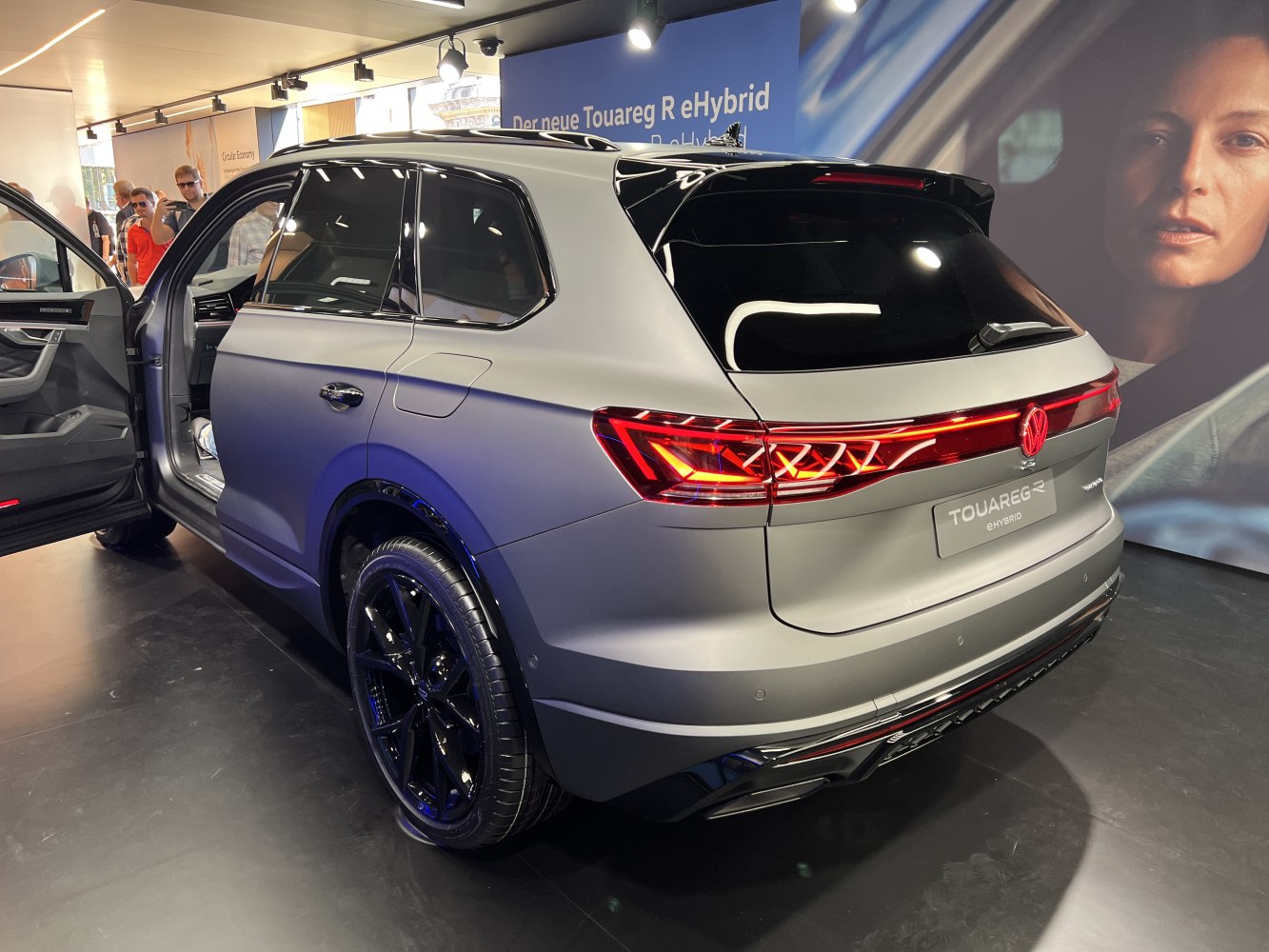 Rear view with LED taillights and black alloy wheels