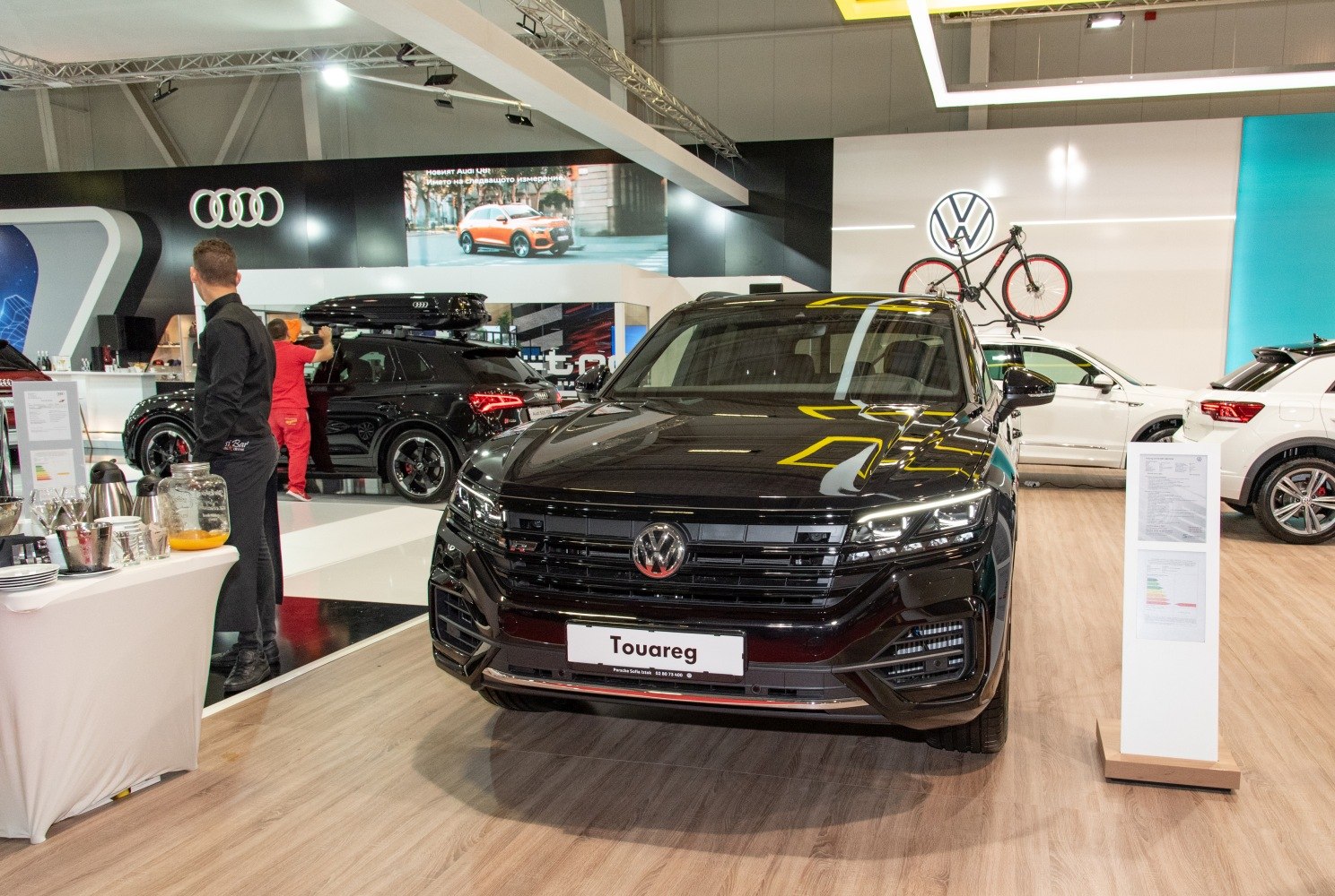 Front view of black modern SUV with prominent grille and headlights