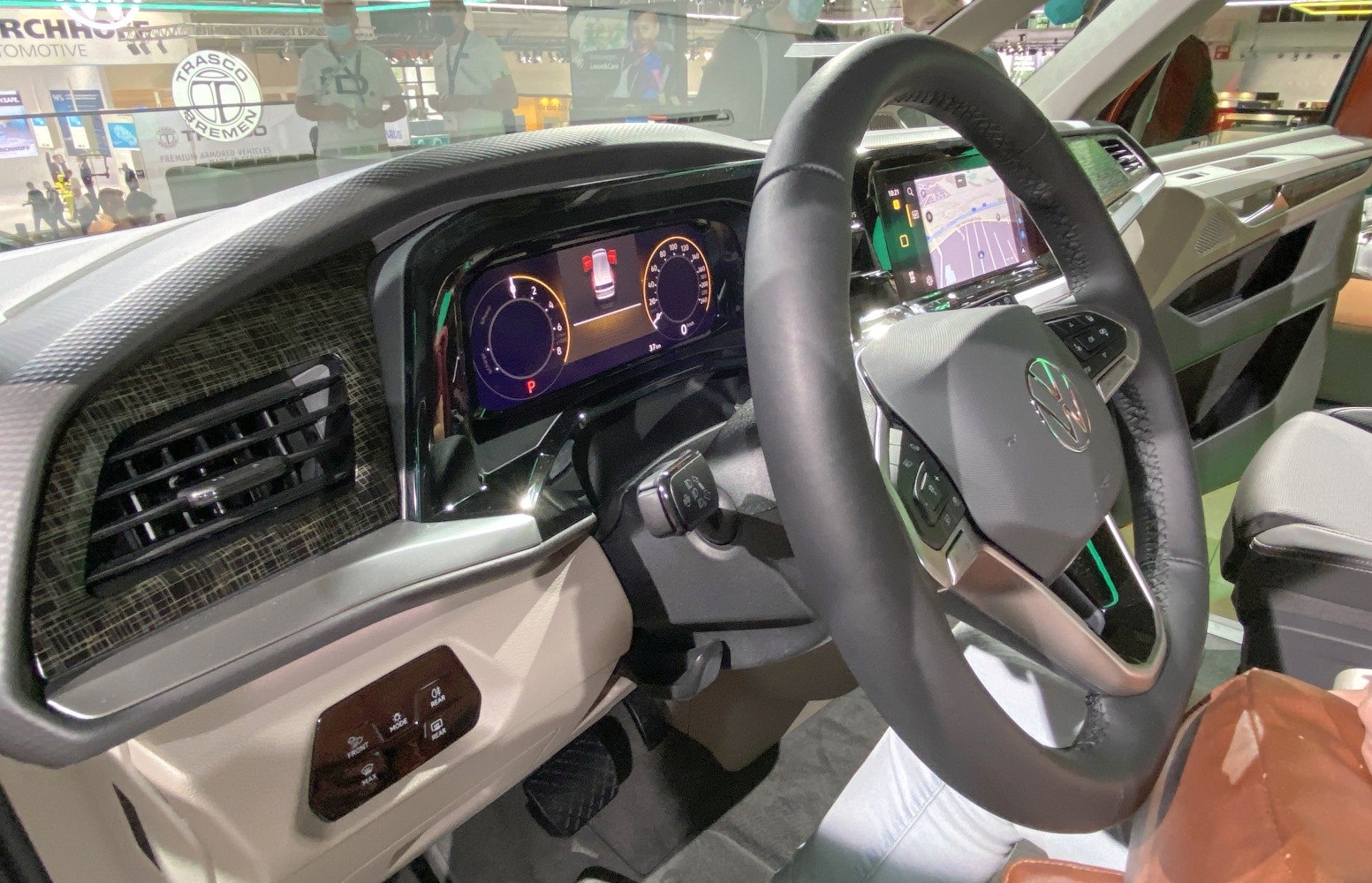 Digital instrument cluster and touchscreen infotainment system inside a vehicle