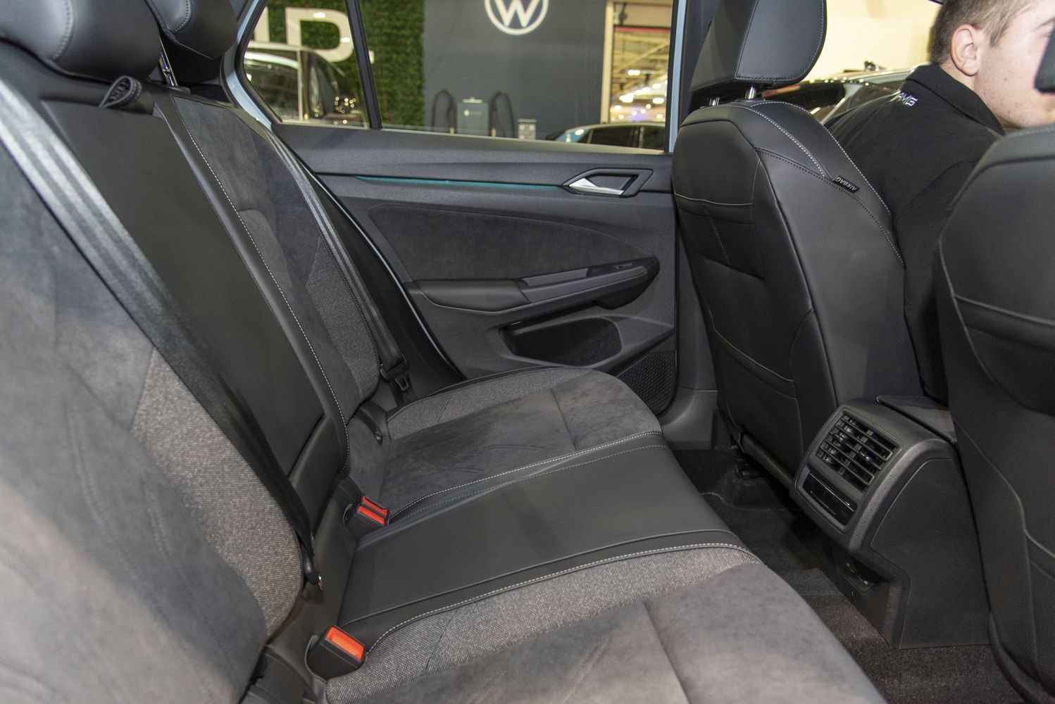 Rear seat interior with modern upholstery and rear air vents