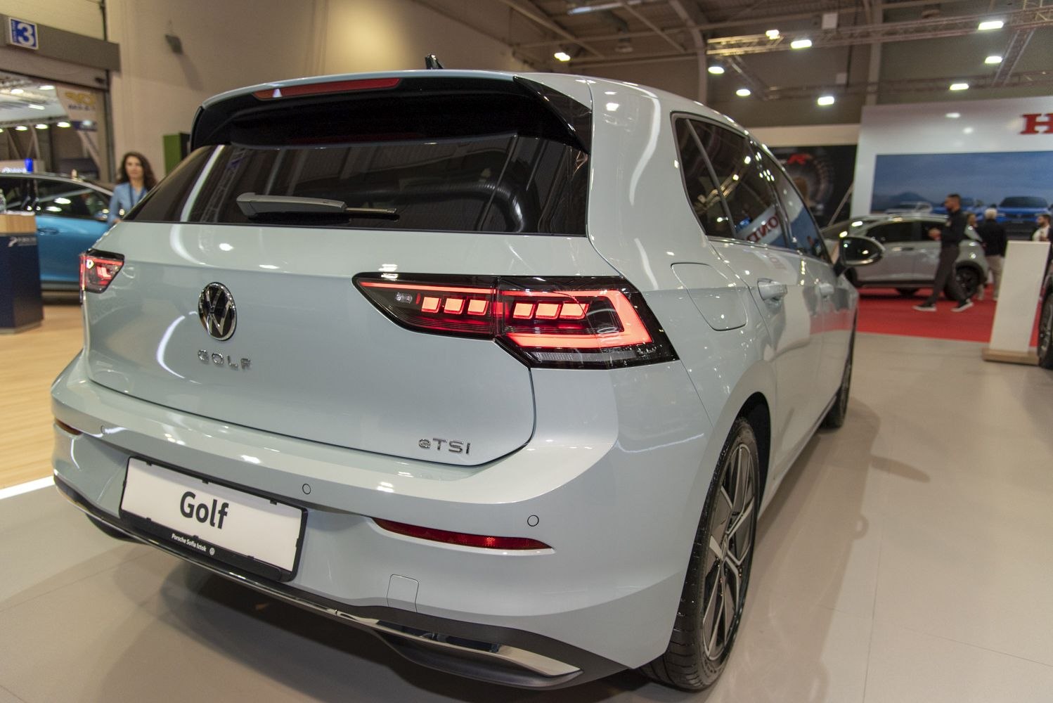 Rear view of hatchback with LED taillights and modern detailing