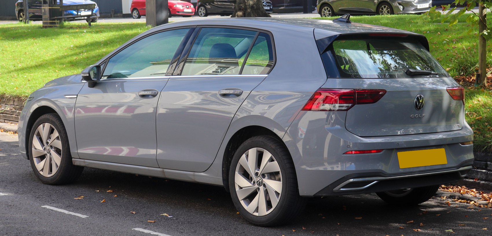 Rear and side view of modern hatchback with distinctive rear lights and alloy wheels
