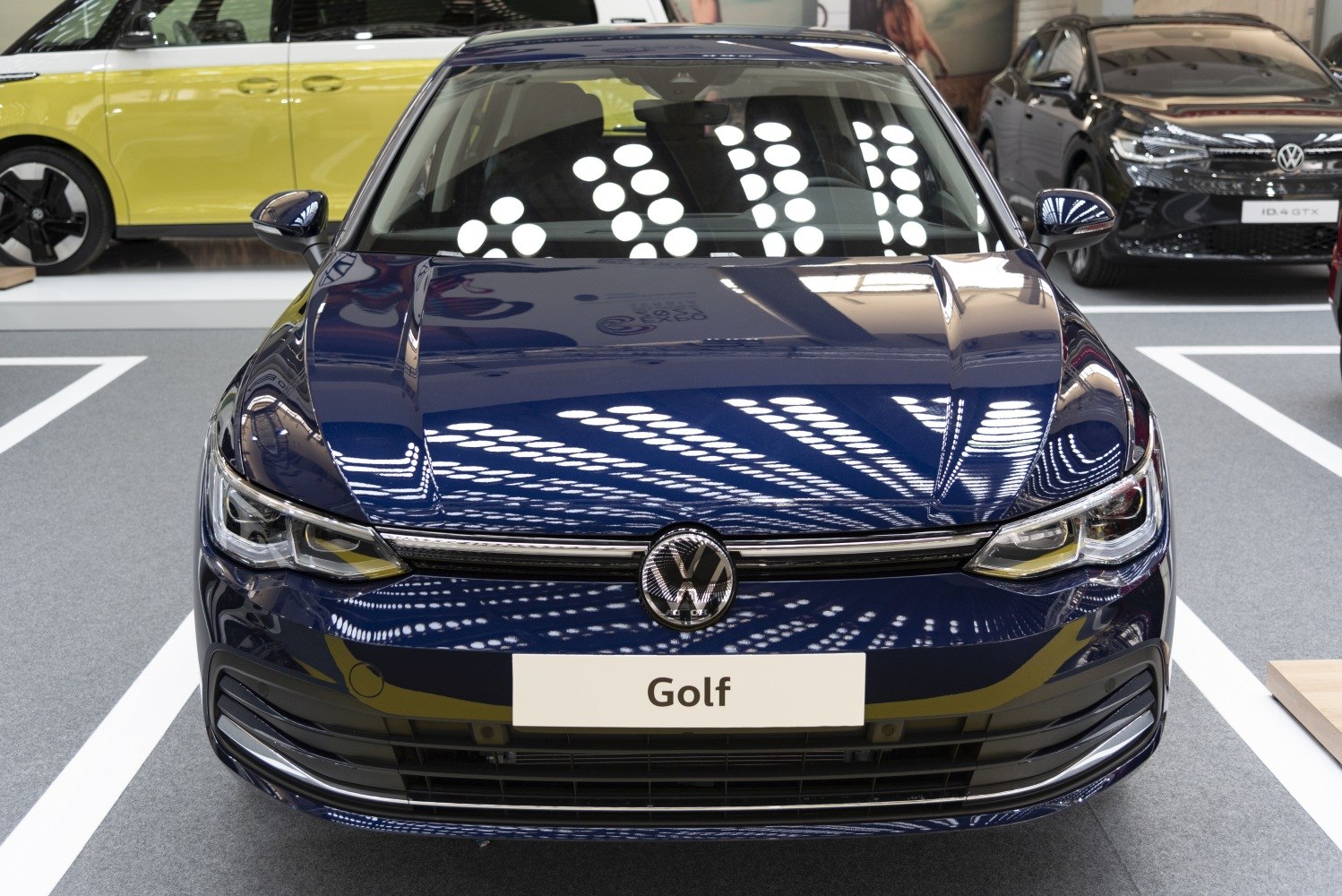 Front view with LED headlights and grille design