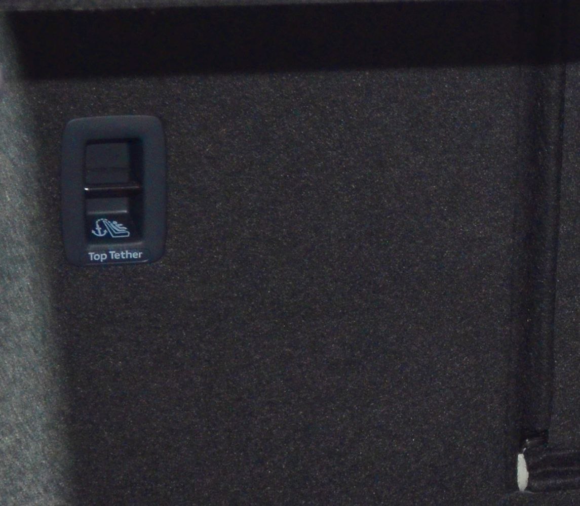 Top tether child seat anchor point in vehicle interior