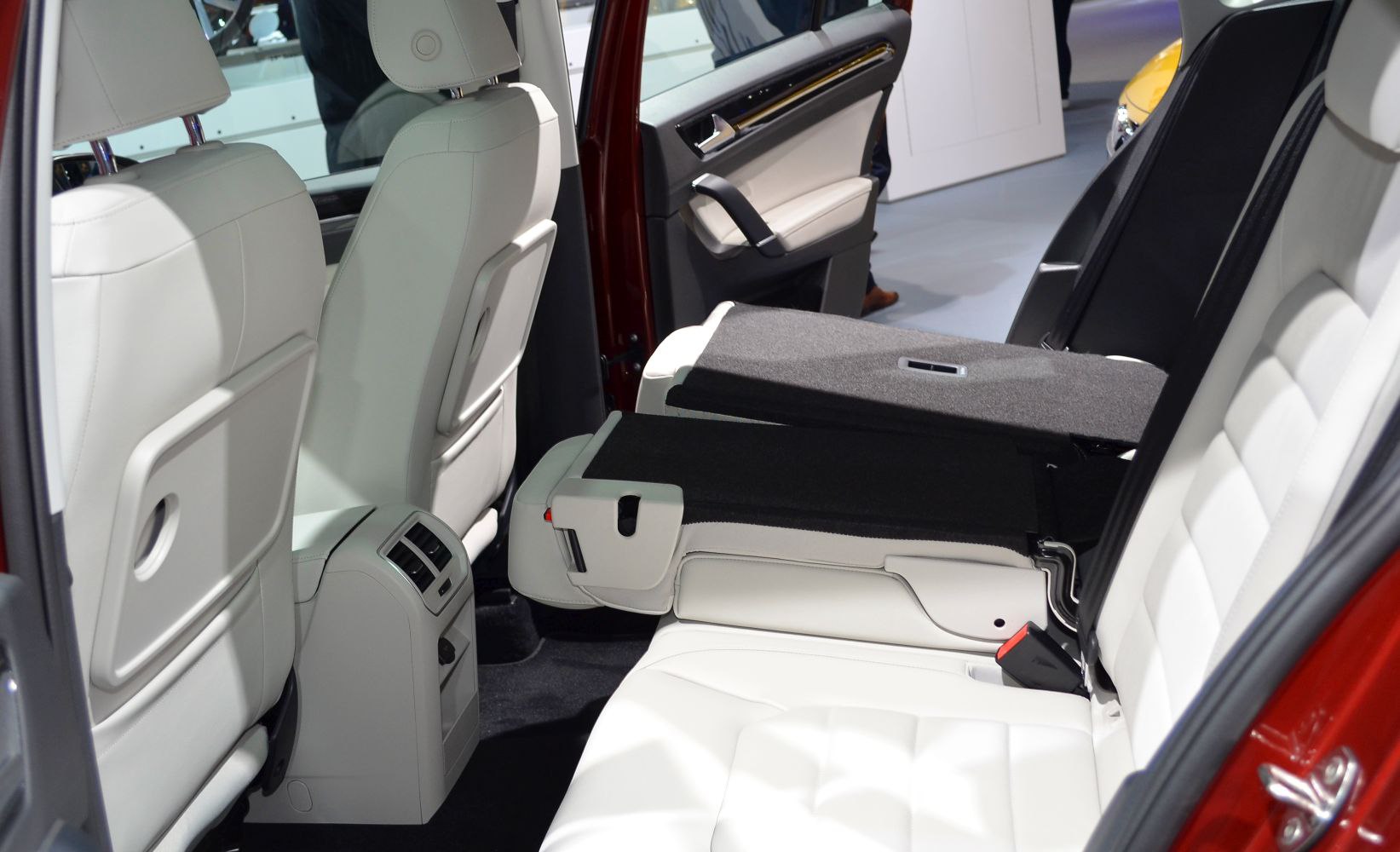 Folded rear seats and spacious car interior