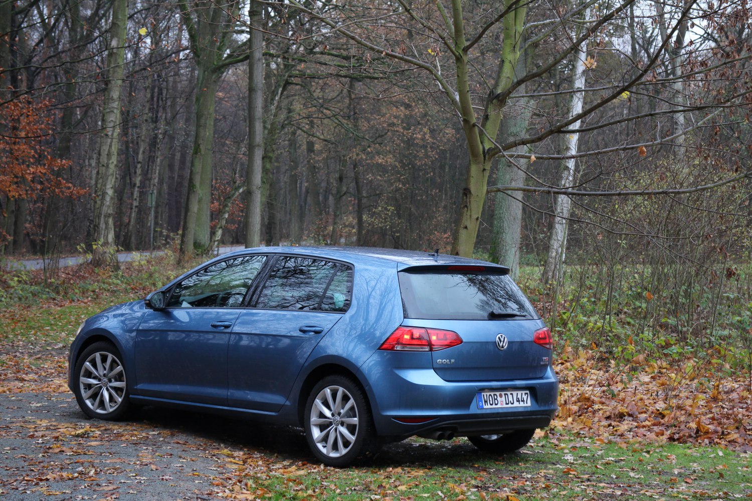Rear-side view of 5-door hatchback with distinctive tail lights and alloy wheels