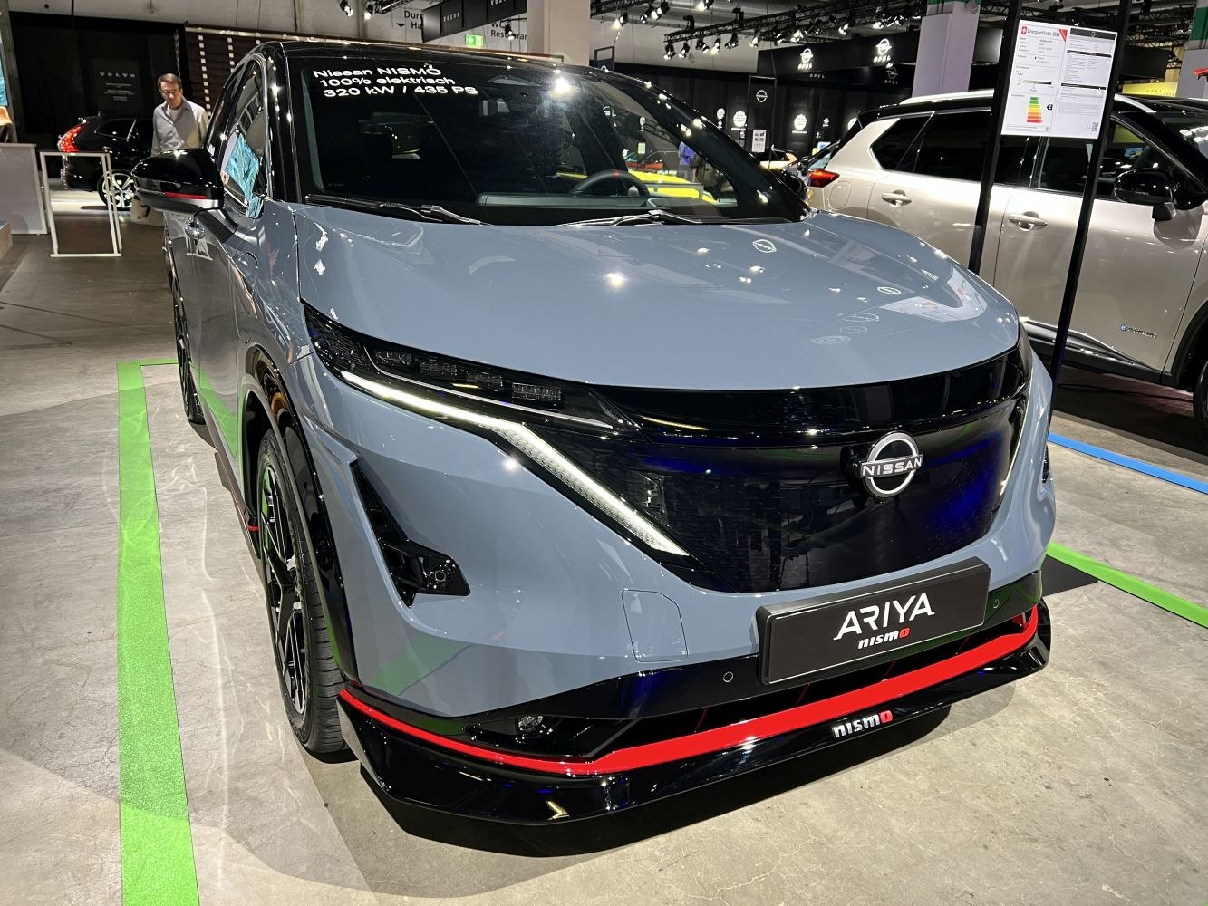 Electric SUV front with LED headlights and sporty Nismo styling