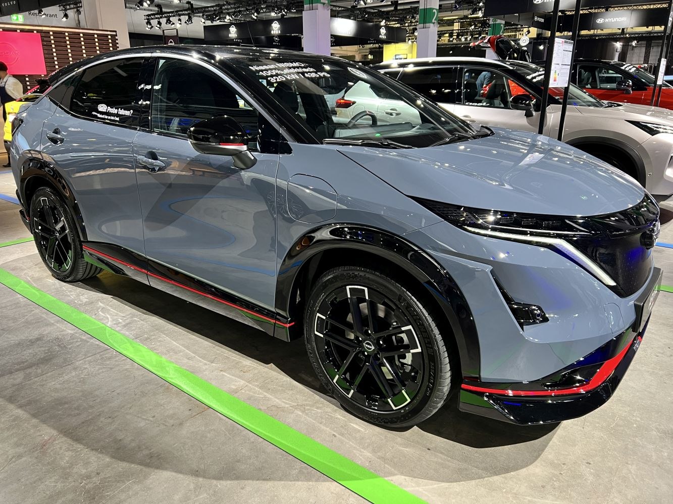 Sleek electric SUV with aerodynamic body and black accented wheels