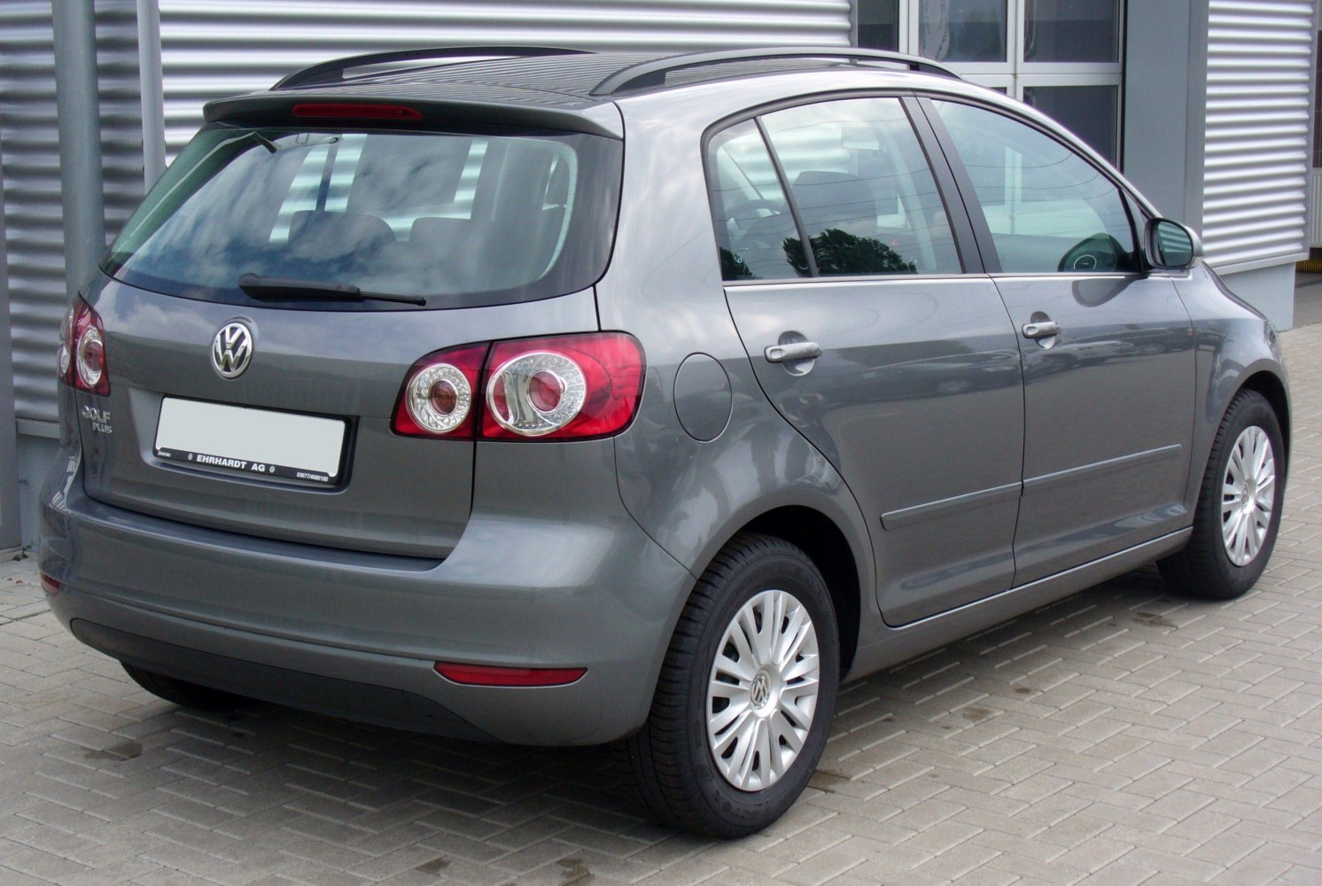 Rear view of hatchback with taillights and rear design