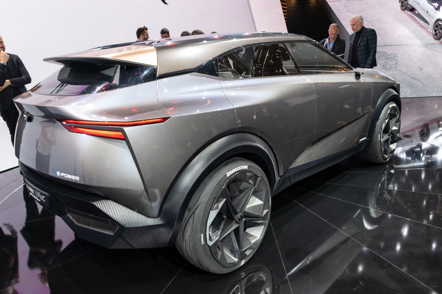 Futuristic rear design with sharp lines and large geometric wheels