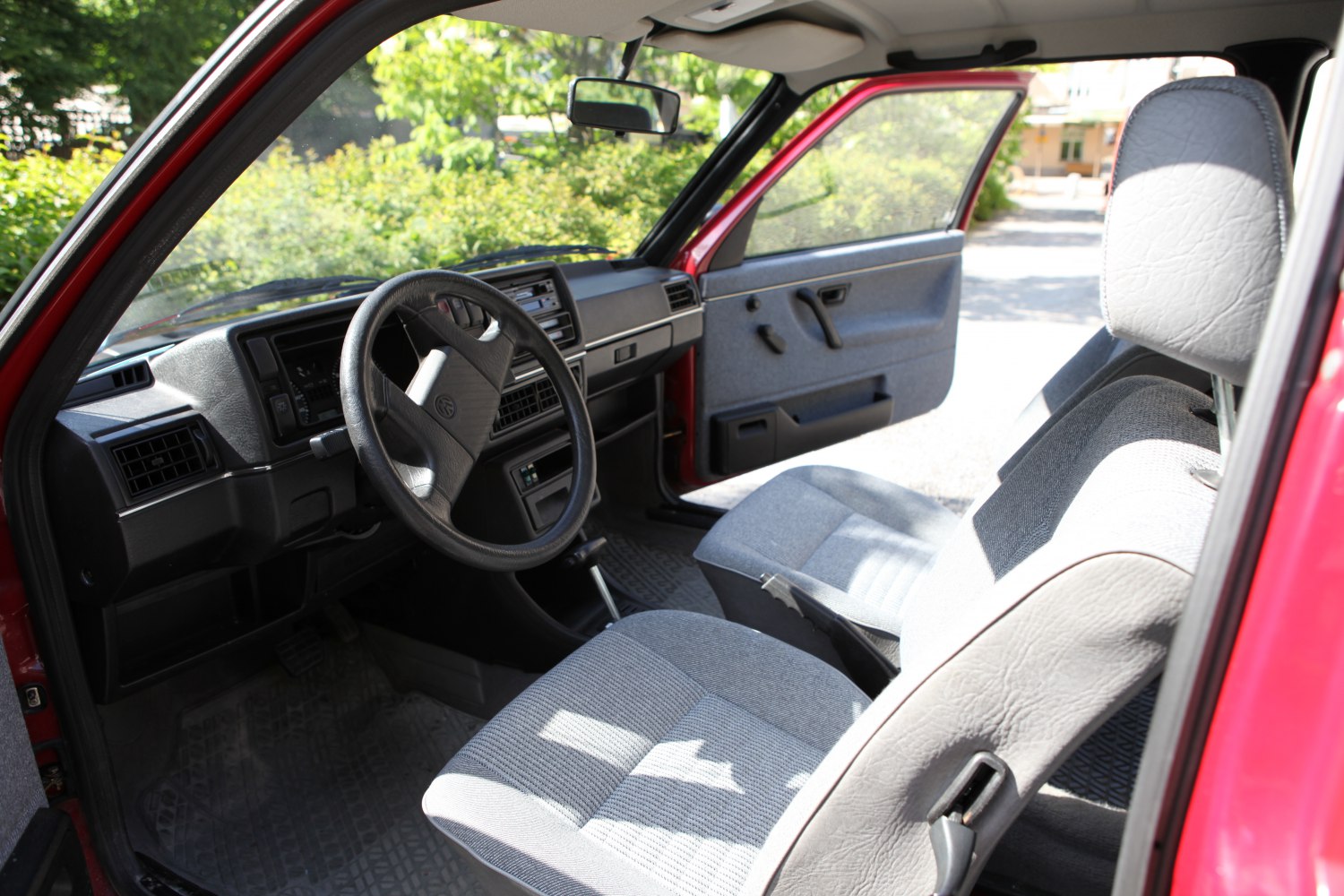 Classic 1988 car interior with original seats and dashboard